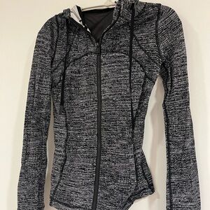 Women's Black and White Zip-Up Hoodie